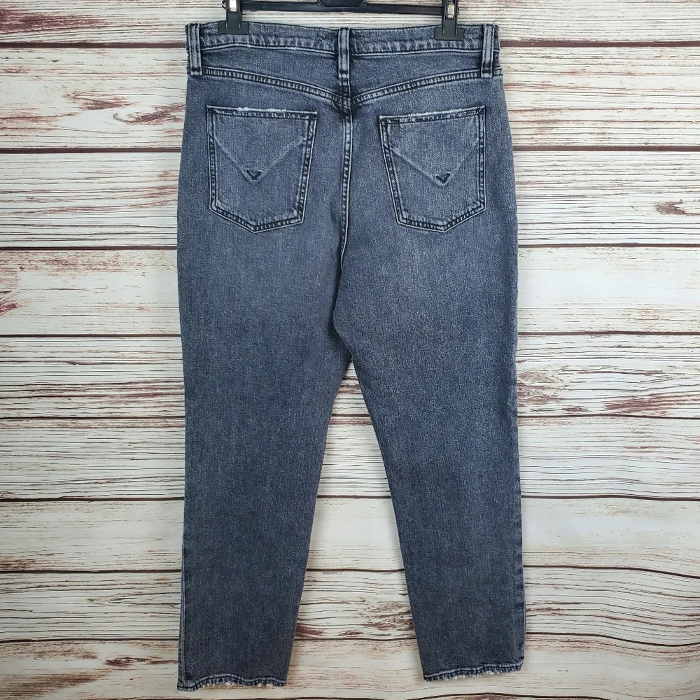 Hudson Womens Size 31x28 Black Holly Straight Leg Distressed Jeans          #238 - Picture 7 of 13